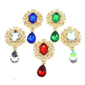 

20PCS Crystal Button Gold Flat Wedding Glass Ornament Decoration Crafts Scrapbooking Rhinestone Buttons for Clothing 25x45MM