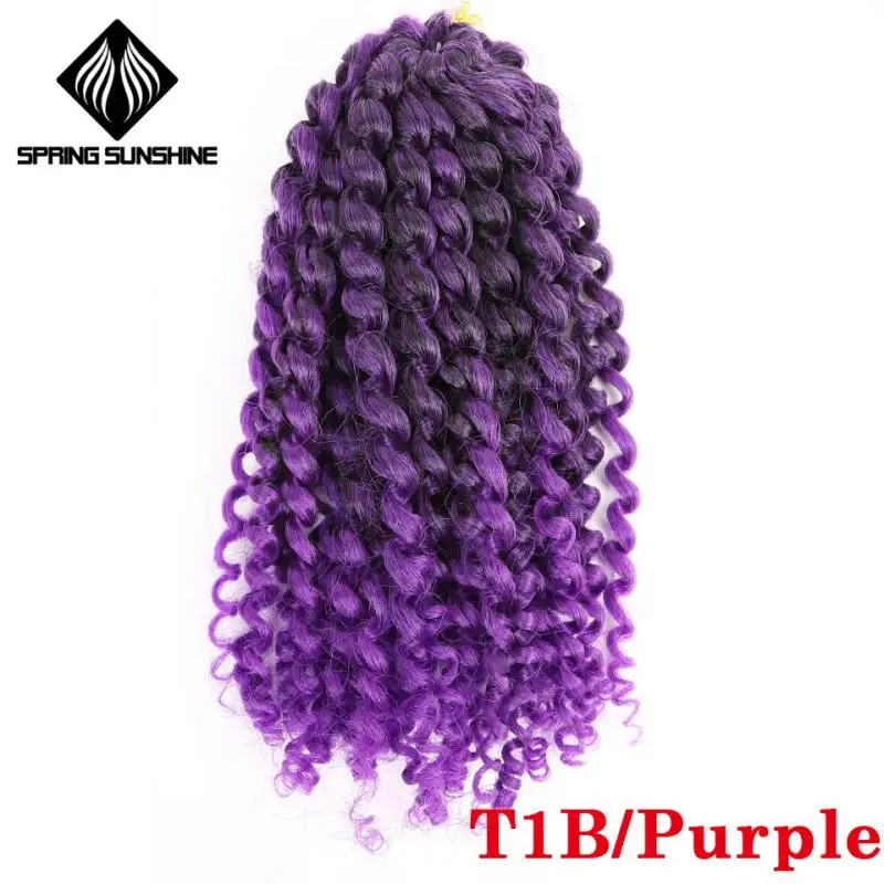 T1B-Purple Весенний Солнечный свет 8 дюймов 1 шт. красный фиолетовый красота Боб Марли косы волосы крючком синтетические плетеные волосы для наращивания для женщин - Цвет: T1B-Purple
