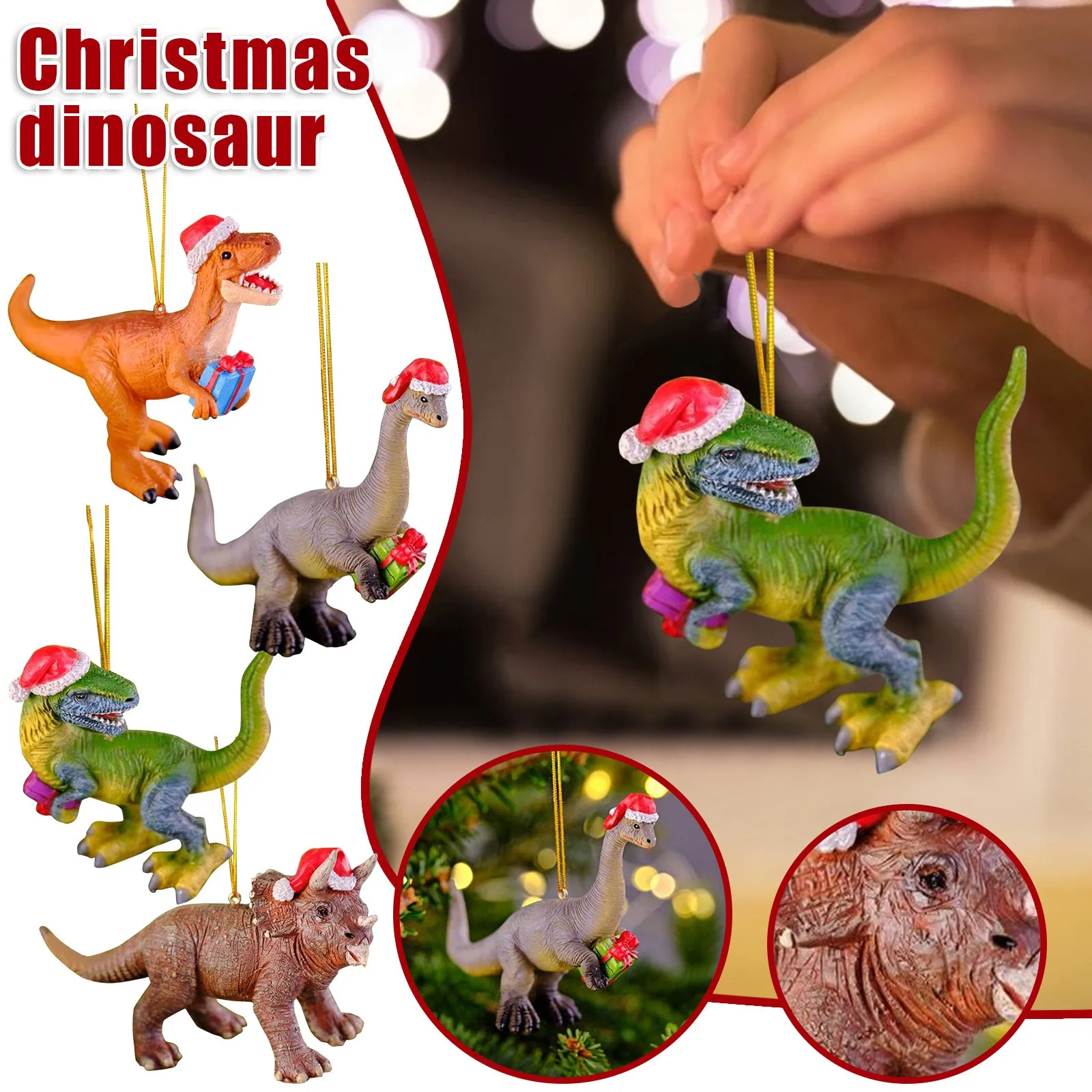 Dinosaur Christmas Tree Ornament Pendant Resin Hanging Decoration | Дом и сад
