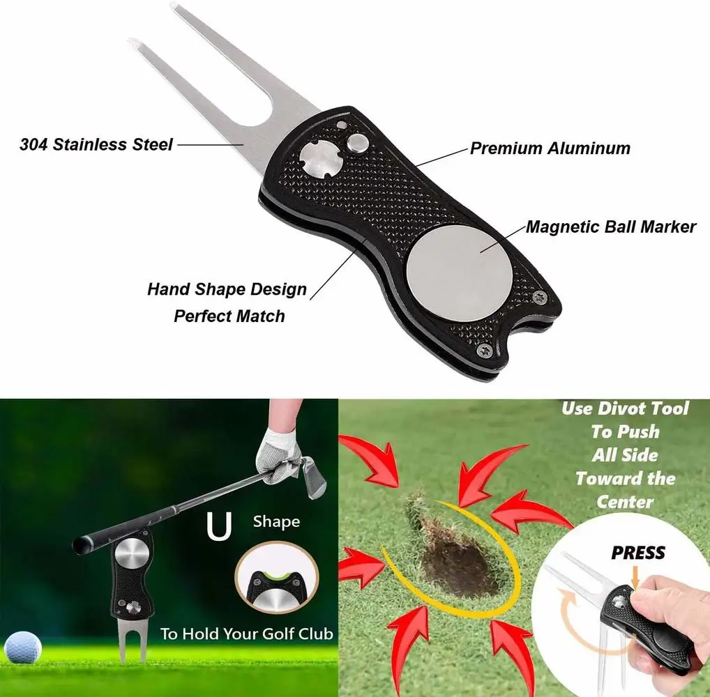 1 шт. прочный складной инструмент для ремонта Golf Divot Switchblade с шариковым маркером всплывающая кнопка из нержавеющей стали для Гольфиста