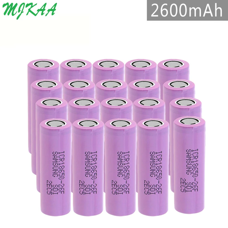 MJKAA 10/12/20 шт ICR18650 литий 2600mAh 3 7 V ионный аккумулятор Перезаряжаемые Батарея с