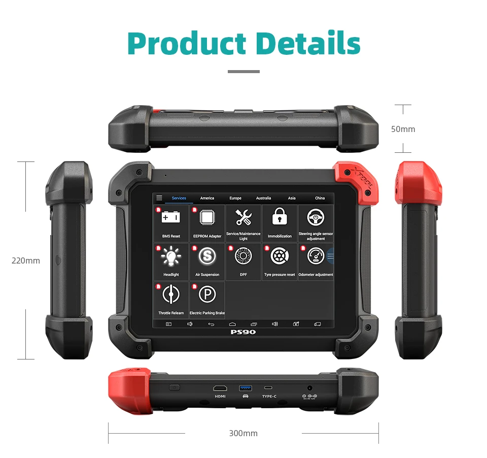 Автомобильный диагностический инструмент XTOOL PS90 OBD2 с ключевым