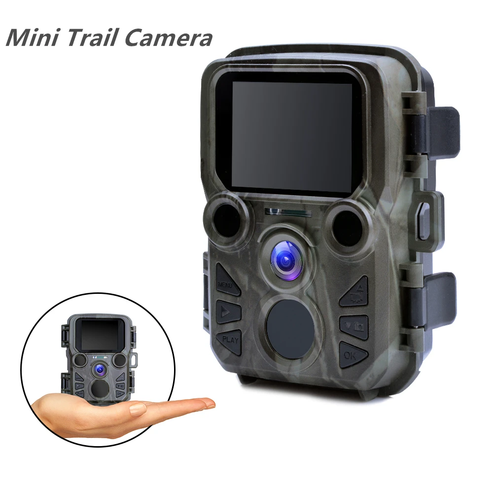 Minicámara de juego de rastreo, visión nocturna, 1080P, 12MP, impermeable, para caza, trampas de fotos salvajes al aire libre, con LED IR, rango de hasta 65 pies