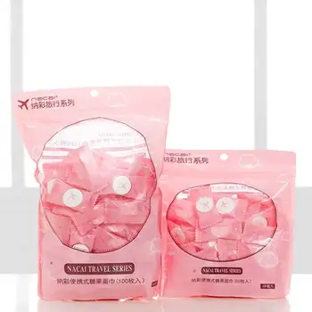 

50 Pcs/Pack Compressed Towel Tablets Compressed Magic Disposable Travel Towel for Face Cleaning Bathing