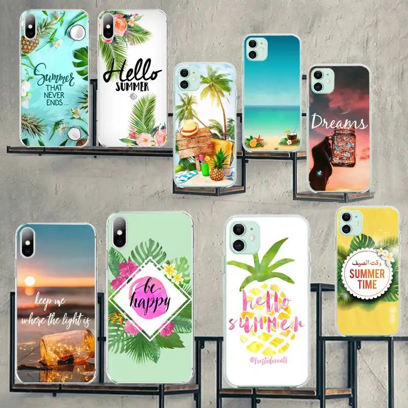 Hot sale Hello Summer holiday travel girl Soft black Phone Case for iPhone 11 pro XS MAX 8 7 6 6S Plus X 5S SE 2020 XR cover | Мобильные