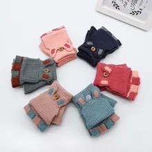 Зимние Детские теплые вязаные варежки без пальцев, вязаные перчатки, вязаные перчатки для детей