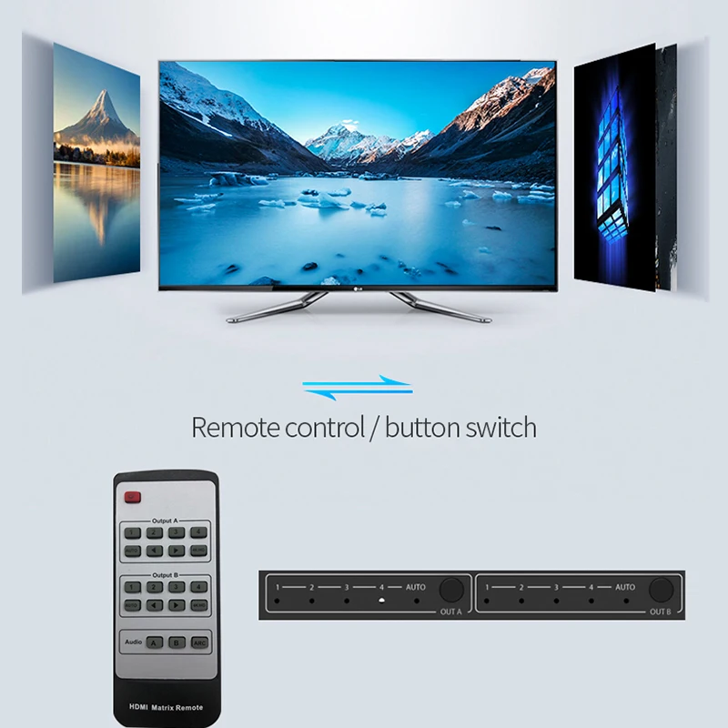 Hdmi2.0 matrix 4x2 4K splitter audio separation hd HDR video switcher ARC