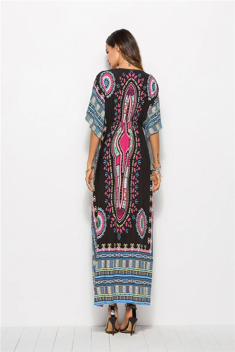 Модный принт abaya Дубай для женщин с эластичный пояс Макси abaya Повседневный кафтан турецкий кардиган длинное арабское платье Femme Musulman