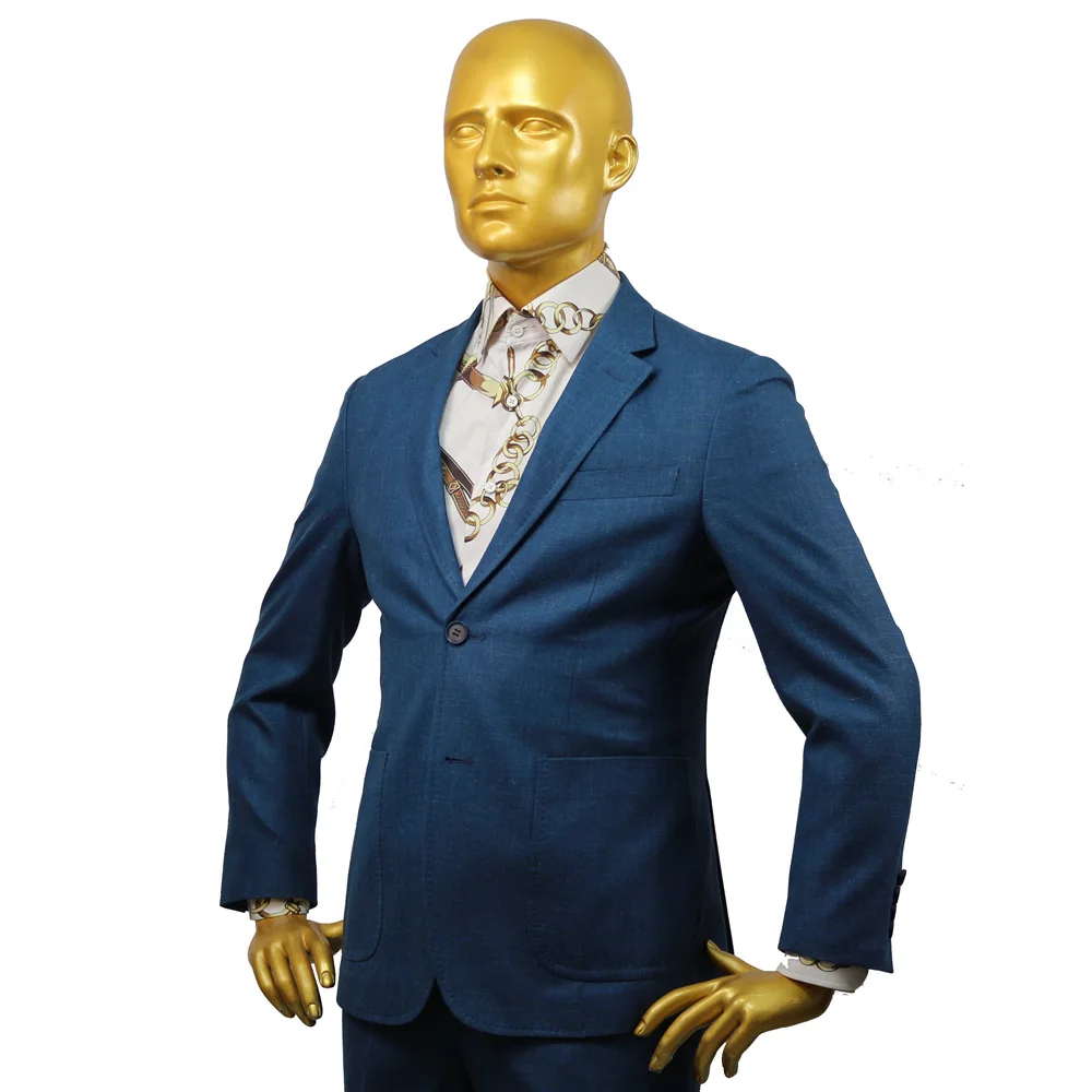 Мужская рубашка, сделанная мужской костюм сшитый на заказ пиджак брюки деловые официальные свадебные пальто синий шерстяной льняной Шелк