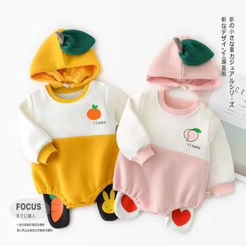 

WLG baby boy girl romper toddler autumn yellow pink fruit printed patchwork romper new born casual clothes 6-24 months