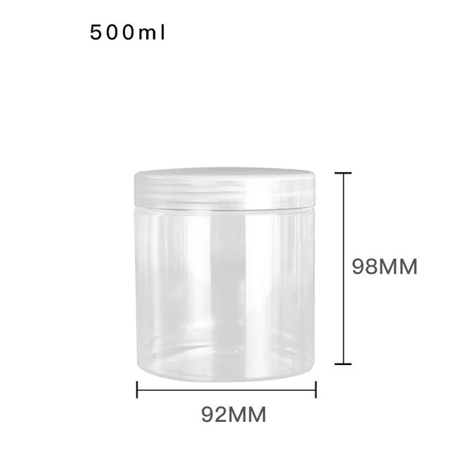 Pot vide en plastique de 500ml, noir, blanc, couvercle en aluminium transparent, masque pour cheveux, conteneur rechargeable, lot de 14 pièces