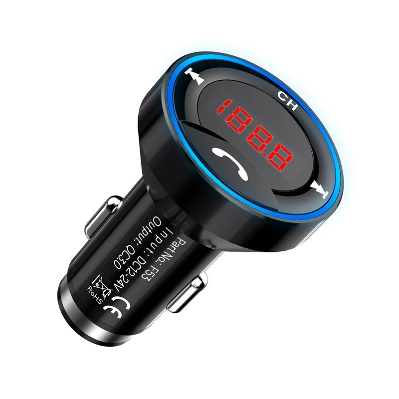 Стильный Автомобильный зарядник+ музыкальный buetooth передатчик QC3.0 мобильный телефон зарядное устройство мини передатчик
