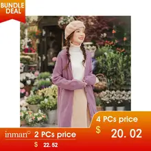 INMAN, осень, Новое поступление, минимализм, окантовка, глубокий v-образный вырез, элегантный однотонный длинный рукав, женский кардиган средней длины