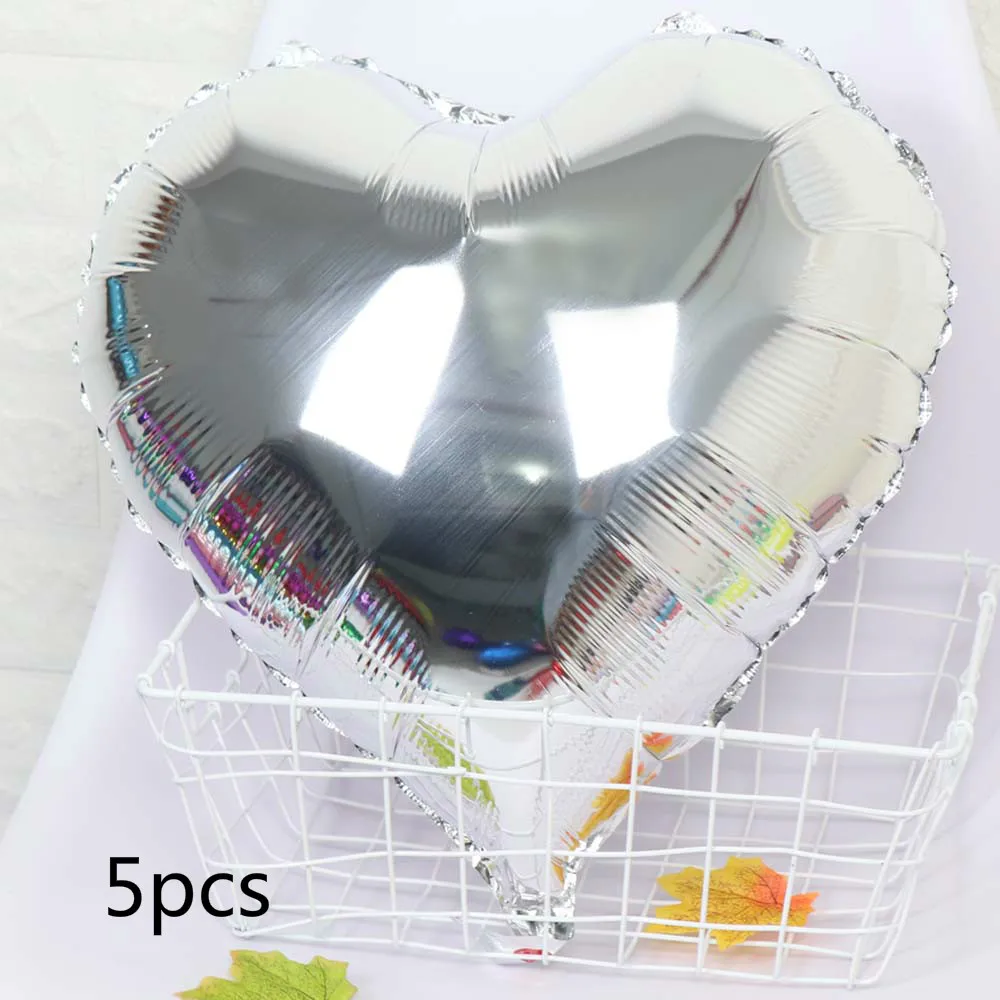silver foil heart 1" золотистый, серебристый, металлический латексный воздушный шар 18 30 40 50 60 70 лет Номер День Рождения вечерние украшения для взрослых фольги воздушный шар подарок - Цвет: silver foil heart