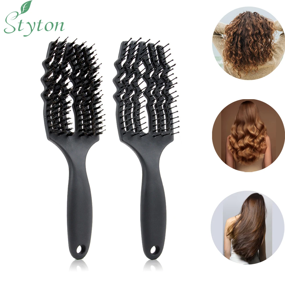 STYTON Hair Comb Women's Straightening Brush Anti Static Massage Scalp Hair Brush Curly Styling Tool Hairdressing Products