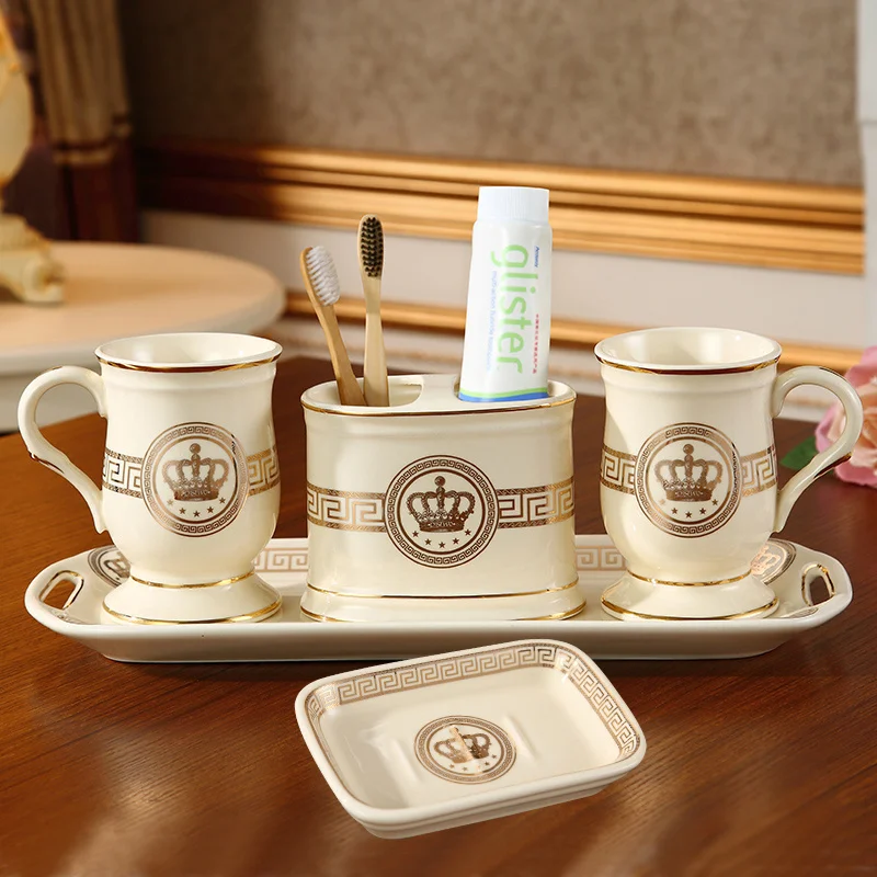 Bathroom Set Liquid Ceramics Soap Dispenser/Dish Toothbrush Holder Gargle Cup Tray Cotton Swab Box Sell Separately Nordic Style