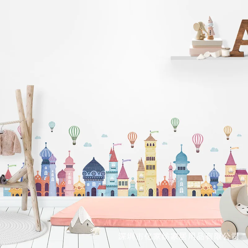 European Style Castle Architecture Skirting Wall Stickers CHILDREN'S Room Bedroom Wall Decoration Kindergarten Corridor Decorati