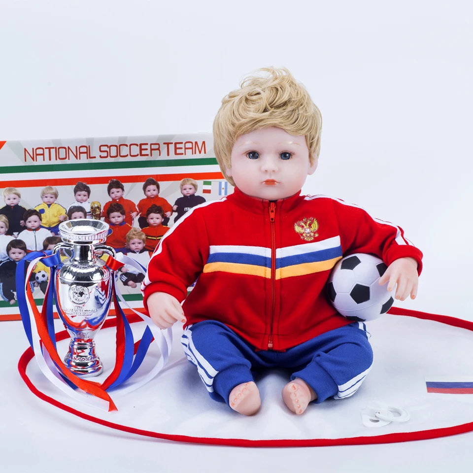 Кукла реборн 18 дюймов bebe Reborn куклы силиконовые boneca футбольная кукла Россия |