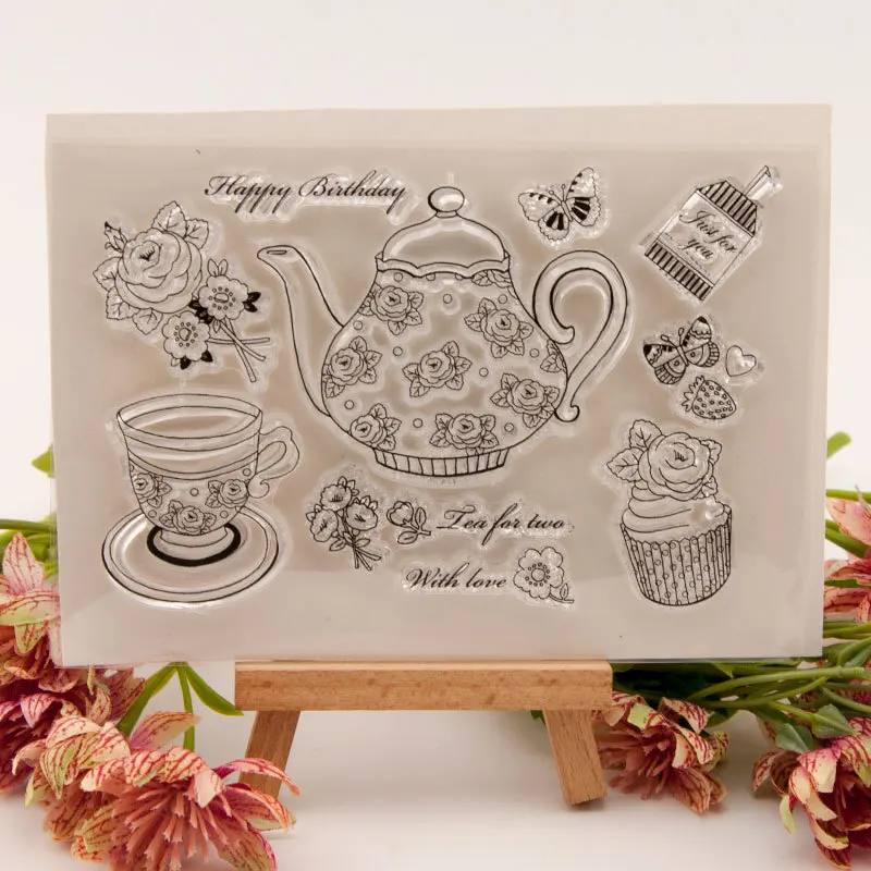Happy Hour Transparent Silicone Clear Stamps DIY Scrapbook Embossing Card Tea 