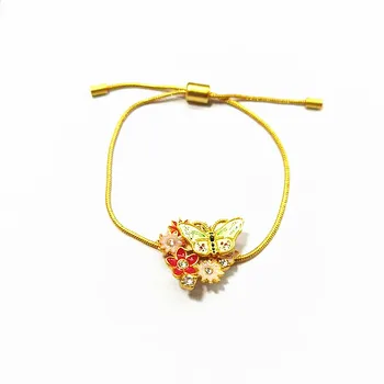 

European and American New Simple Daisy Flower Butterfly Enamel Bracelet Pull-Button Adjustable Women's Bracelet