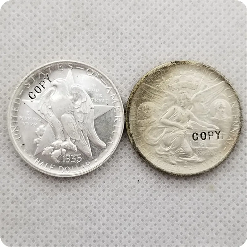 1935D UNC silver USA 1934-1938 TEXAS юбилейные 50 центов копии монет - Цвет: 1935D