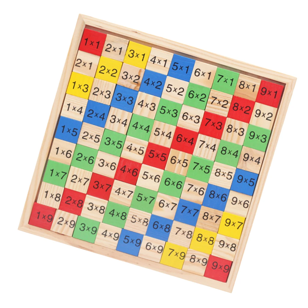 Mathematics Educational Wooden Toys Multiplication Table Kids Blocks Puzzle Shapes Learning Toys for Toddlers Wood Blocks