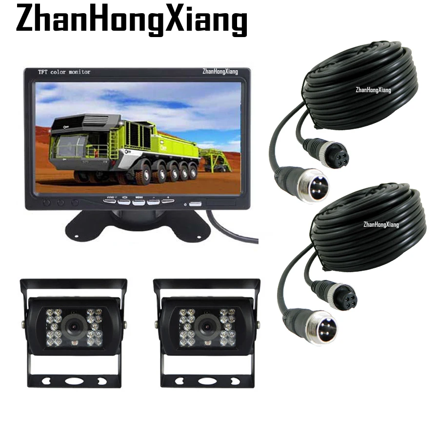 4Pin IR Night Vision Reversing Backup Camera System 12V/24V+ 7" LCD Monitor Car Rear View Kit 4 Pin for RV Bus Truck | Автомобили и