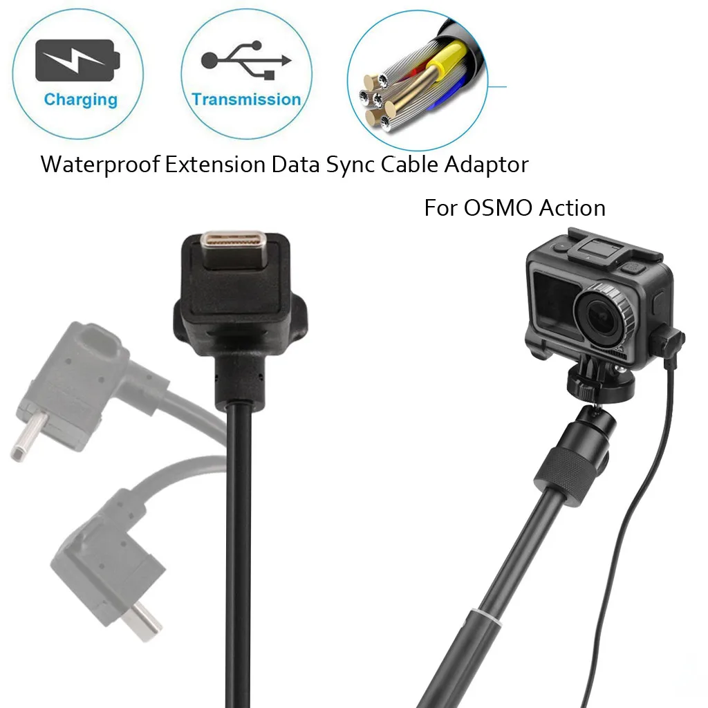 100 см водонепроницаемый удлинитель USB type-C для передачи данных Синхронизация Переходный кабель ткачество раздел для DJI OSMO Action 4K camera# G1