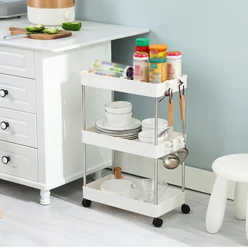 

Kitchen Storage Rack Fridge Side Shelf 2/3/4 Layer Removable With Wheels Bathroom Organizer Shelf Gap Holder Bathroom Shelf