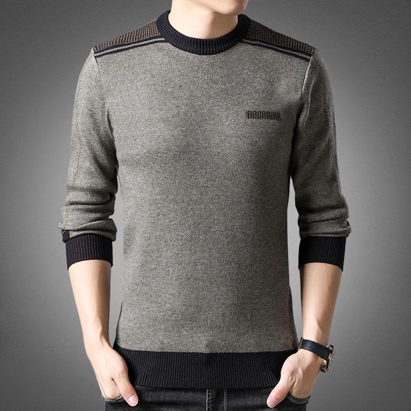 Модный брендовый мужской свитер, пуловеры, толстые облегающие вязаные Джемперы, теплая зимняя Корейская стильная повседневная одежда для мужчин J794 - Цвет: Camel