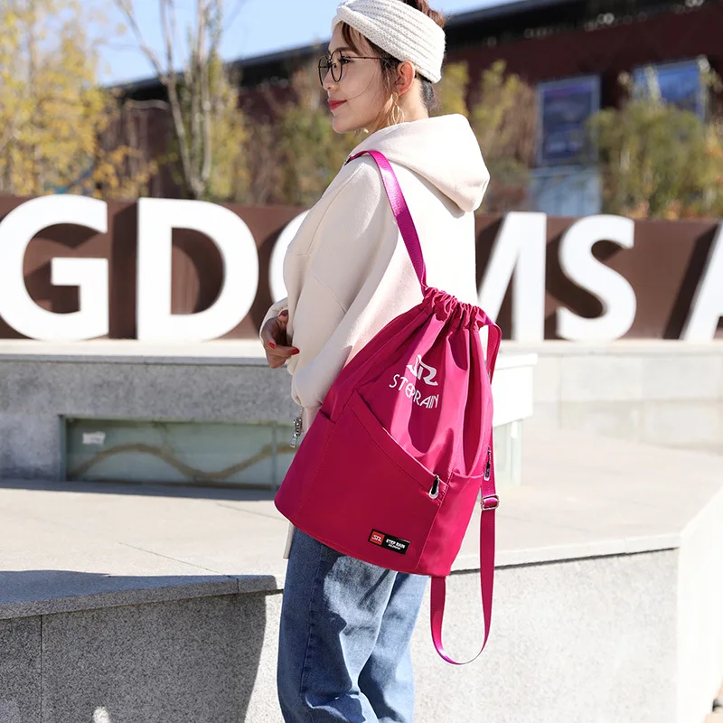 Корейская версия веревки сумка на плечо для девочек Мода Спорт на открытом воздухе нейлоновый водонепроницаемый рюкзак студенческое руководство сумка для мешков