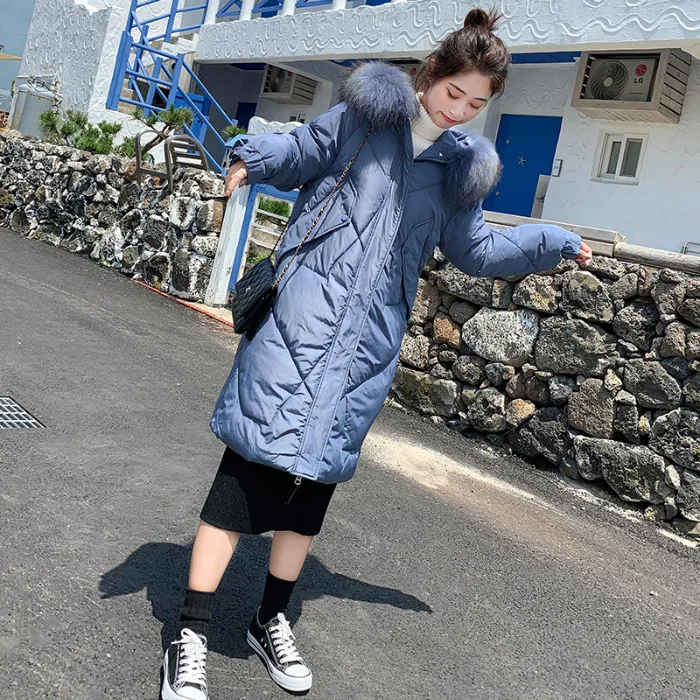 

2019 Autumn And Winter down Jacket Cotton-padded Clothes Women's Korean-style Large Fur Collar Fashion Loose Students Thick Hood