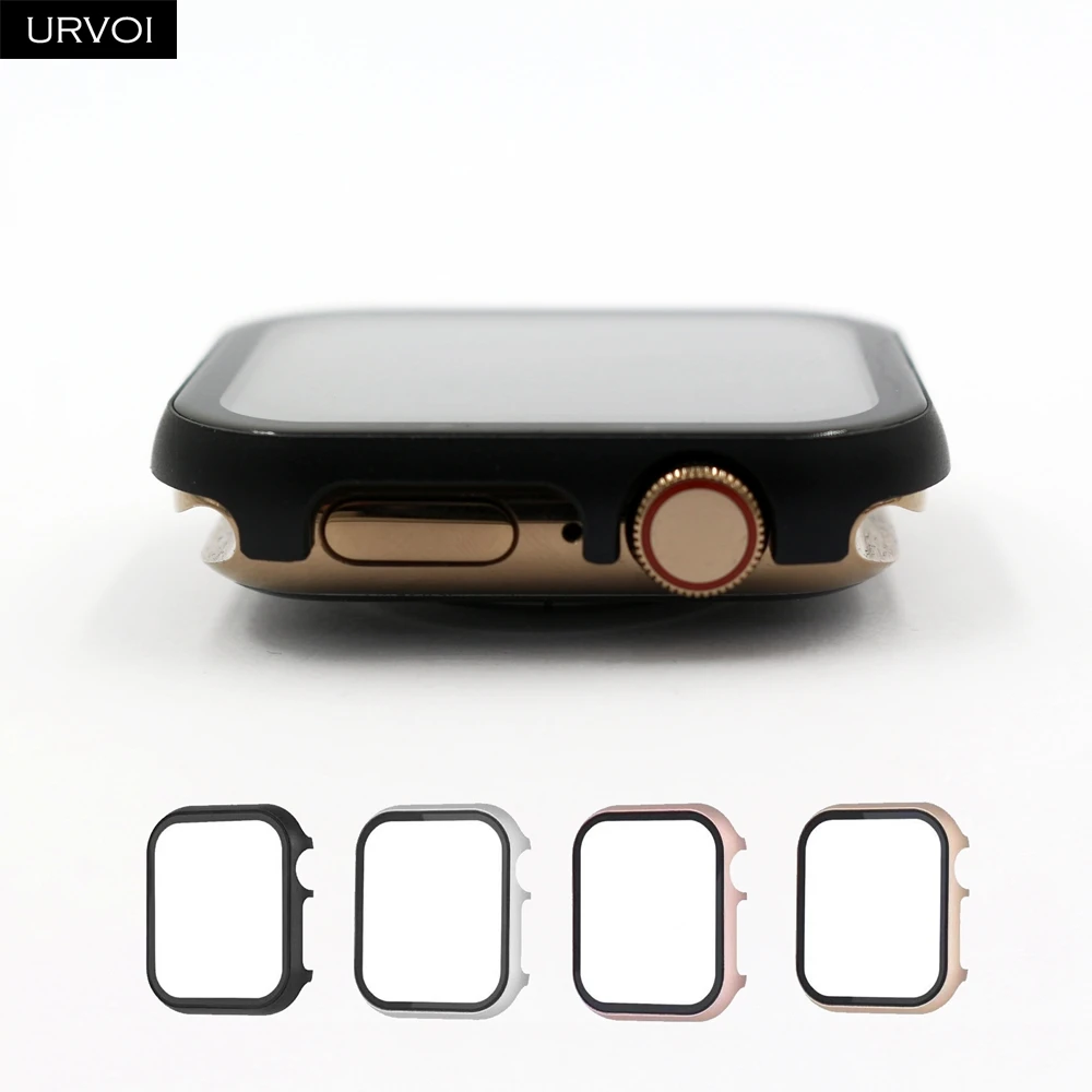 URVOI металлический корпус для apple watch серии 6 SE 5 4 3 2 чехол с закаленным стеклом iwatch 40