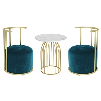 

Nordic leisure single small sofa chair net red ins metal light luxury iron balcony negotiation table and chair combination