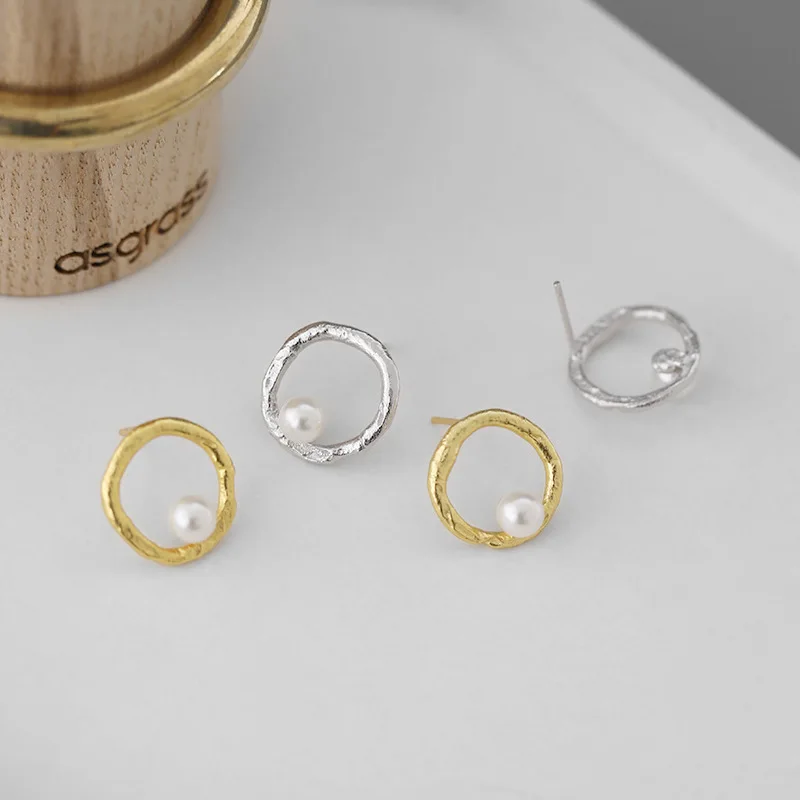 

Irregular 925 Sterling Silver Pearl Stud Earrings For Women Gold Earring Pendientes Plata De Ley Mujer Aros Earings Fine Jewelry