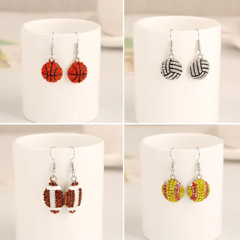 Футбольная баскетбольная подвеска в виде теннисного мяча серьги-капли модное