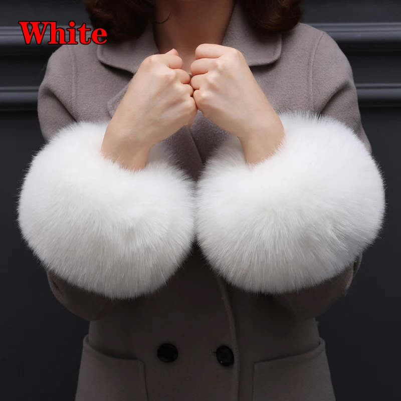 Зимний женский большой теплый наручный манжет с короткими рукавами, искусственный ветрозащитный браслет для рук, очаровательный милый женский браслет - Цвет: 4
