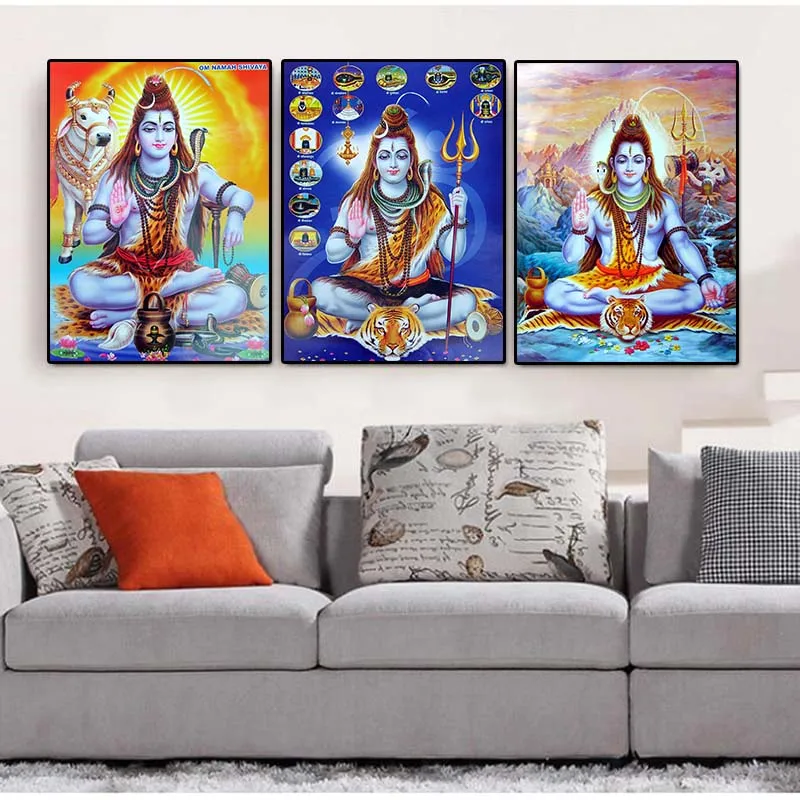 Shiva Lord холщовые картины на стену, индийские боги, настенное искусство, холст Hinduism, настенные плакаты и принты, Cuadros, картина, домашний декор