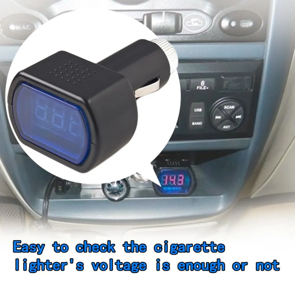 

DC 12V-24V LED Digital Display Cigarette Lighter Electric Voltage Meter For Auto Car Vehicle Battery Monitor Voltmeter Black