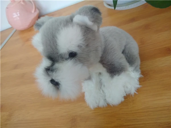 Оригинальный реалистичный миниатюрный шнауцер собака моделирование в виде животного мягкая набивная плюшевая игрушка кукла детский