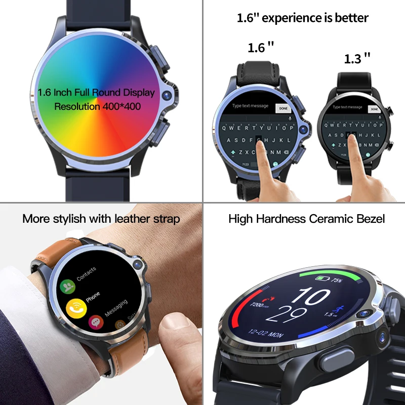 3 ГБ + 32 Смарт часы телефон 1260 мАч батарея смарт 1 6 дюйма 4G Android Bluetooth GPS двойная