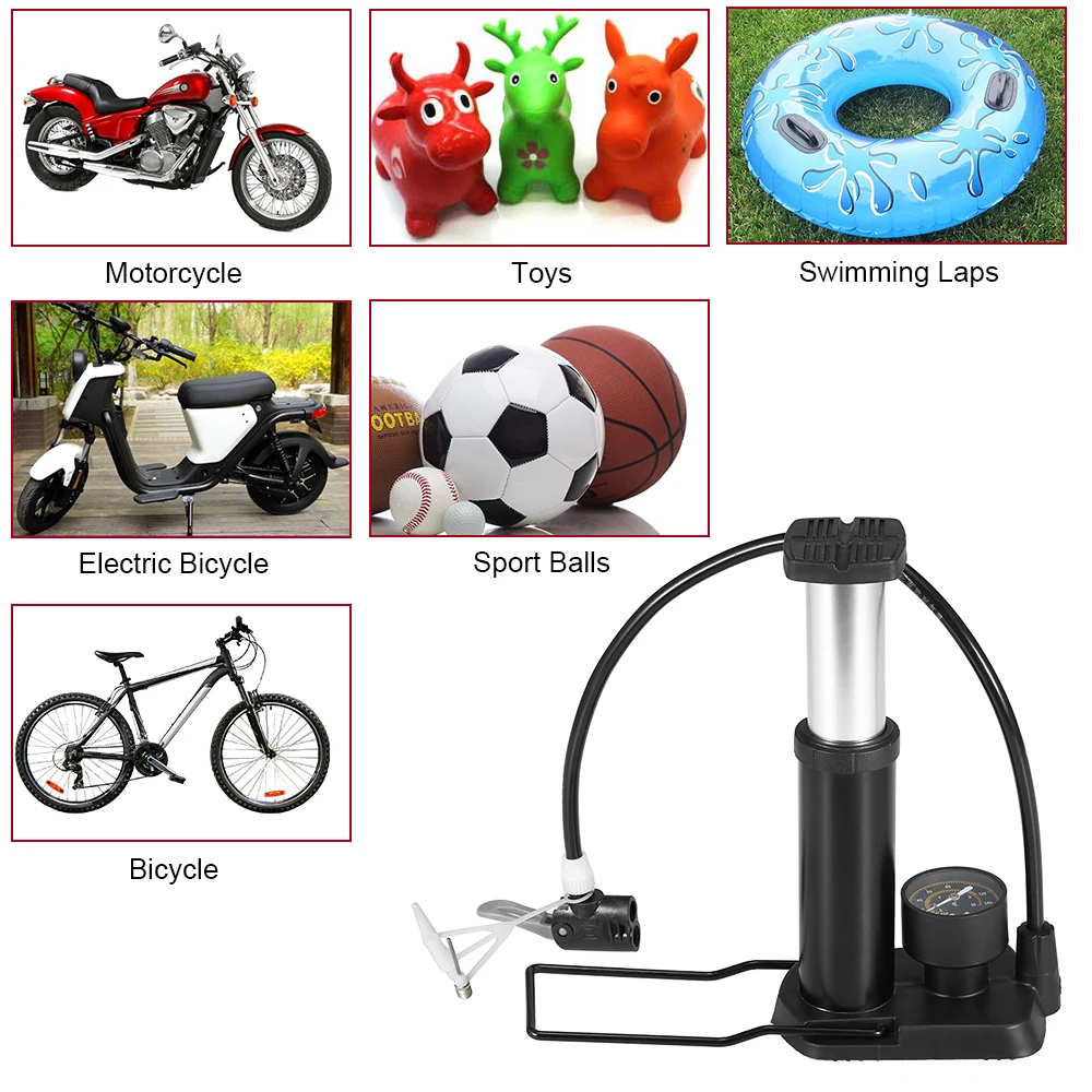 Bicycle Air Pump Tire Inflator With Barometer Floor Type Riding Bike High-pressure Pump Bicycle Floor Pump Cycling Accessories
