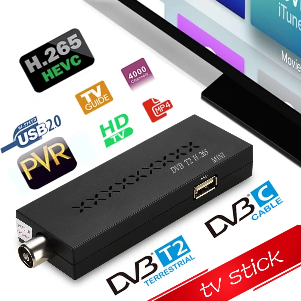 DVB T2 MINI TV Stick Ricevitore H265 Tuner Box Full-Hd 1080P Tv Digitale di Sostegno Della Ricevente Youtube Russia Italy | Электроника