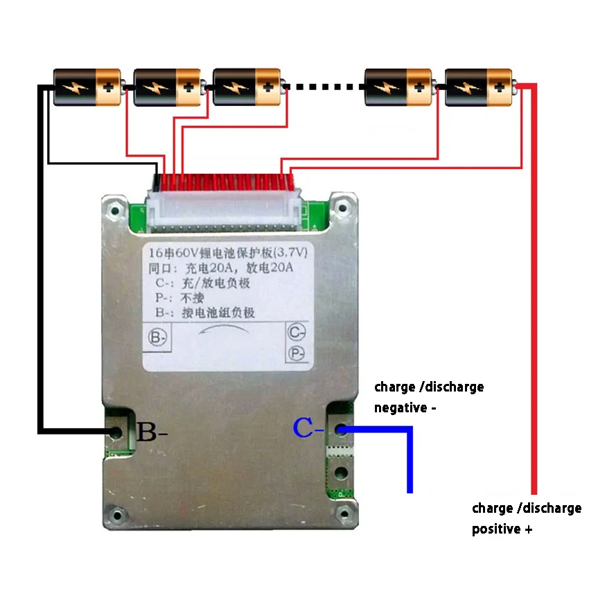 16S 48V Lifepo4 Защитная плата литий-железо-фосфат 3,2 V пакеты BMS функция баланса с общим портом электровелосипед