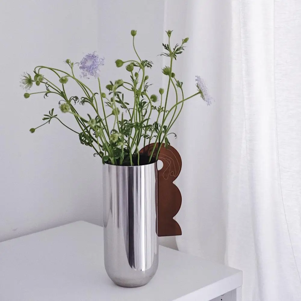 Flower Vase Decorative Centerpiece For Home or Wedding SUS304 Stainless Steel, 9" Tall (Silver) 3