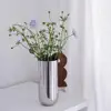 Flower Vase Decorative Centerpiece For Home or Wedding SUS304 Stainless Steel, 9" Tall (Silver) 3