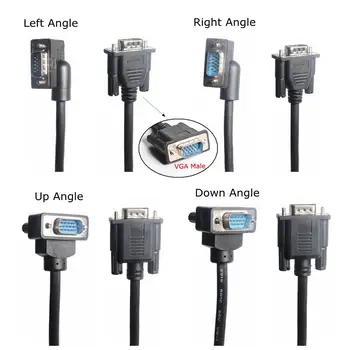 

Computer Monitor VGA Cable Standard 15 Pin Connector Right Left Up Down Angle Male to Male Straight SVGA Cord Wire for Desktop