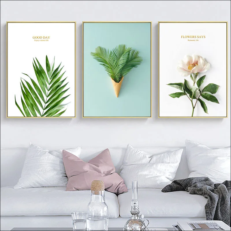 

Green plants modern Botany posters canvas Home decoration letter painting Printing modern Large posters aesthetic