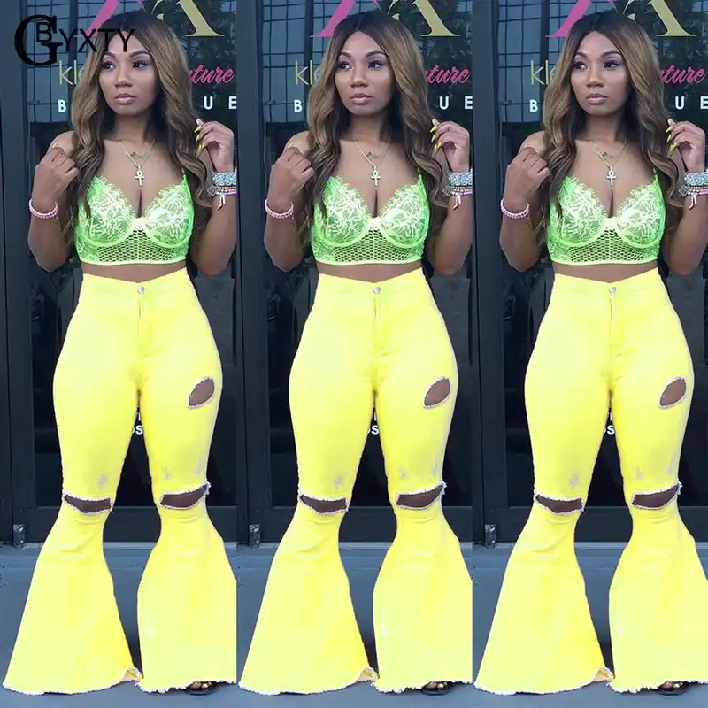 neon green bell bottoms