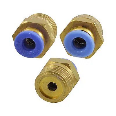 

3 x 6mm Tube Pneumatic Straight Quick Coupling 3/8" PT Thread Brass Fittings